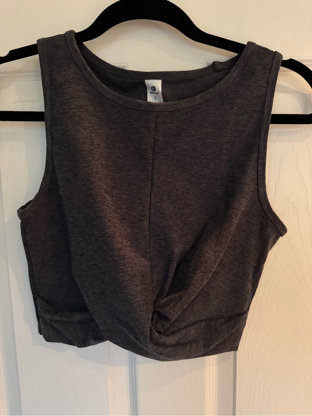 Women’s Grey Twist-Front Crop Tank Top - Sleeveless